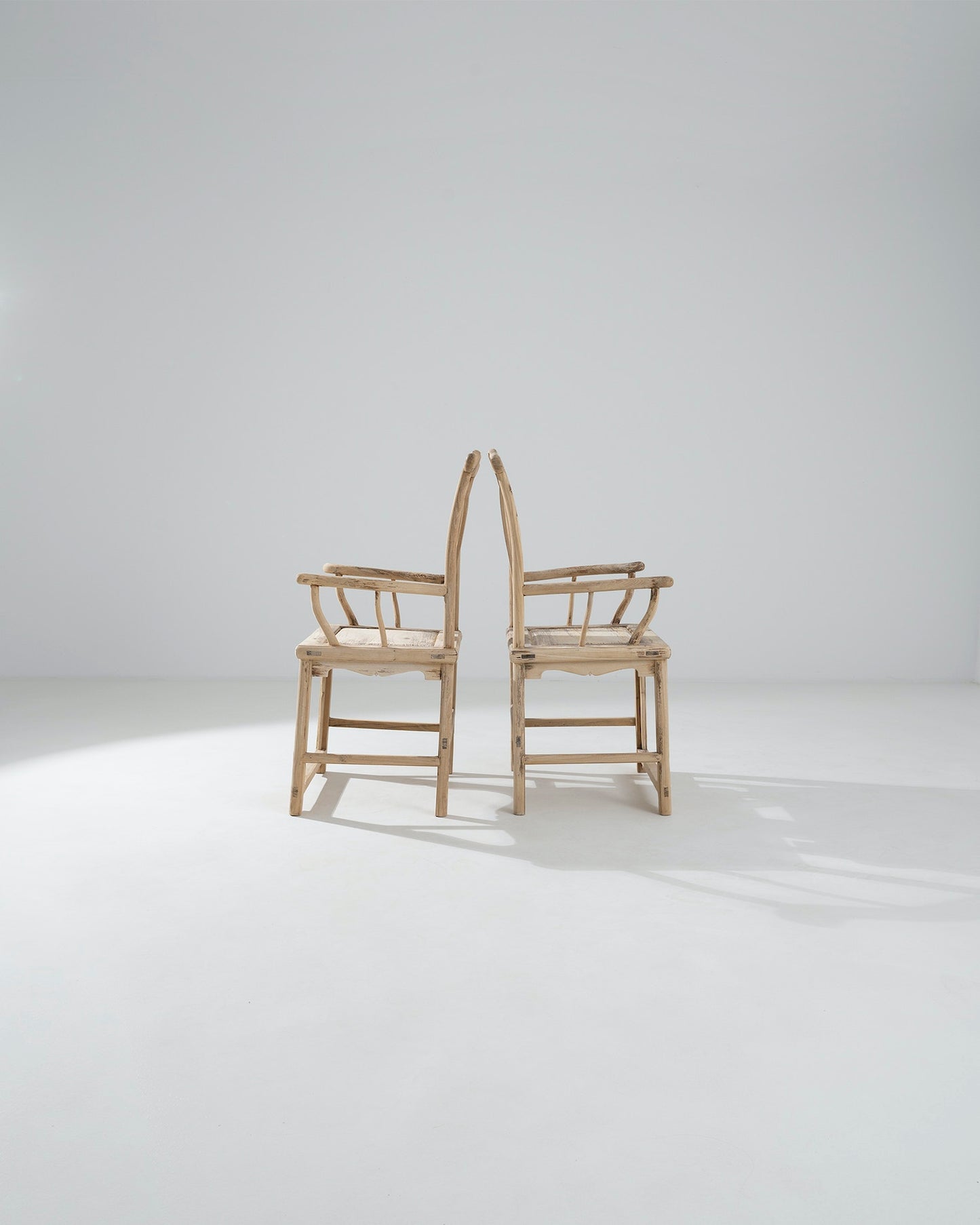 Chinese Pair Of Wooden Armchairs