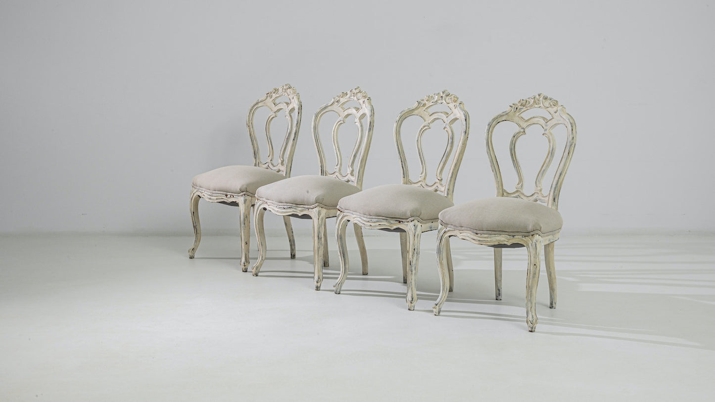 Set Of Wooden Chairs with Upholstered Seats