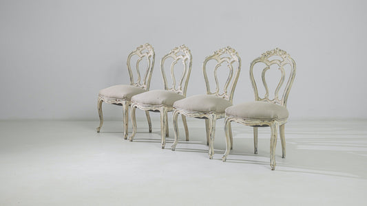 Set Of Wooden Chairs with Upholstered Seats