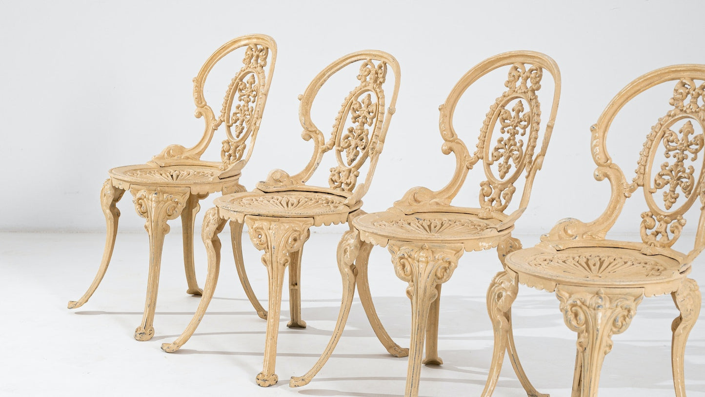 Set Of Four French Metal Garden Chairs