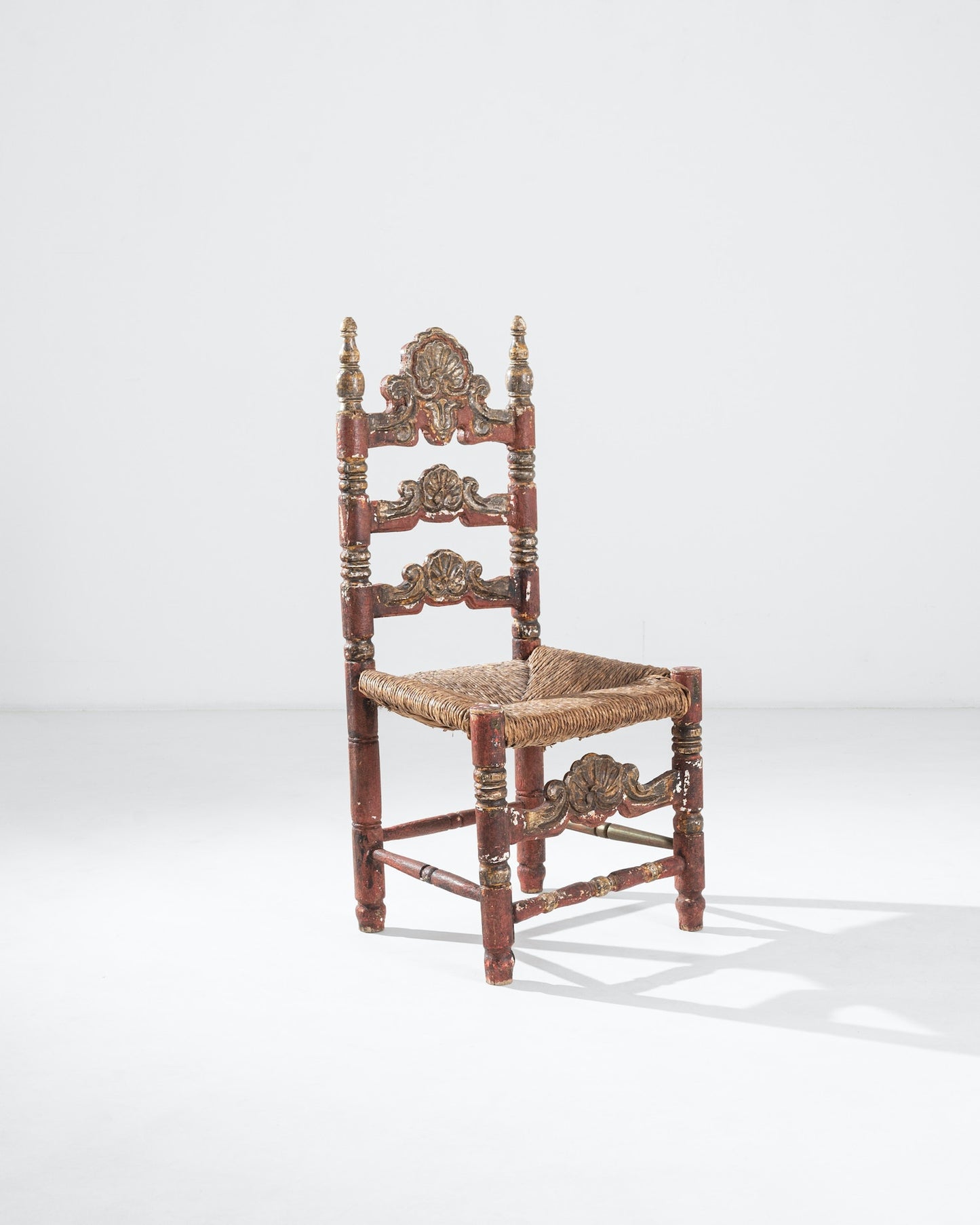 Italian Wooden Chair With String Seat