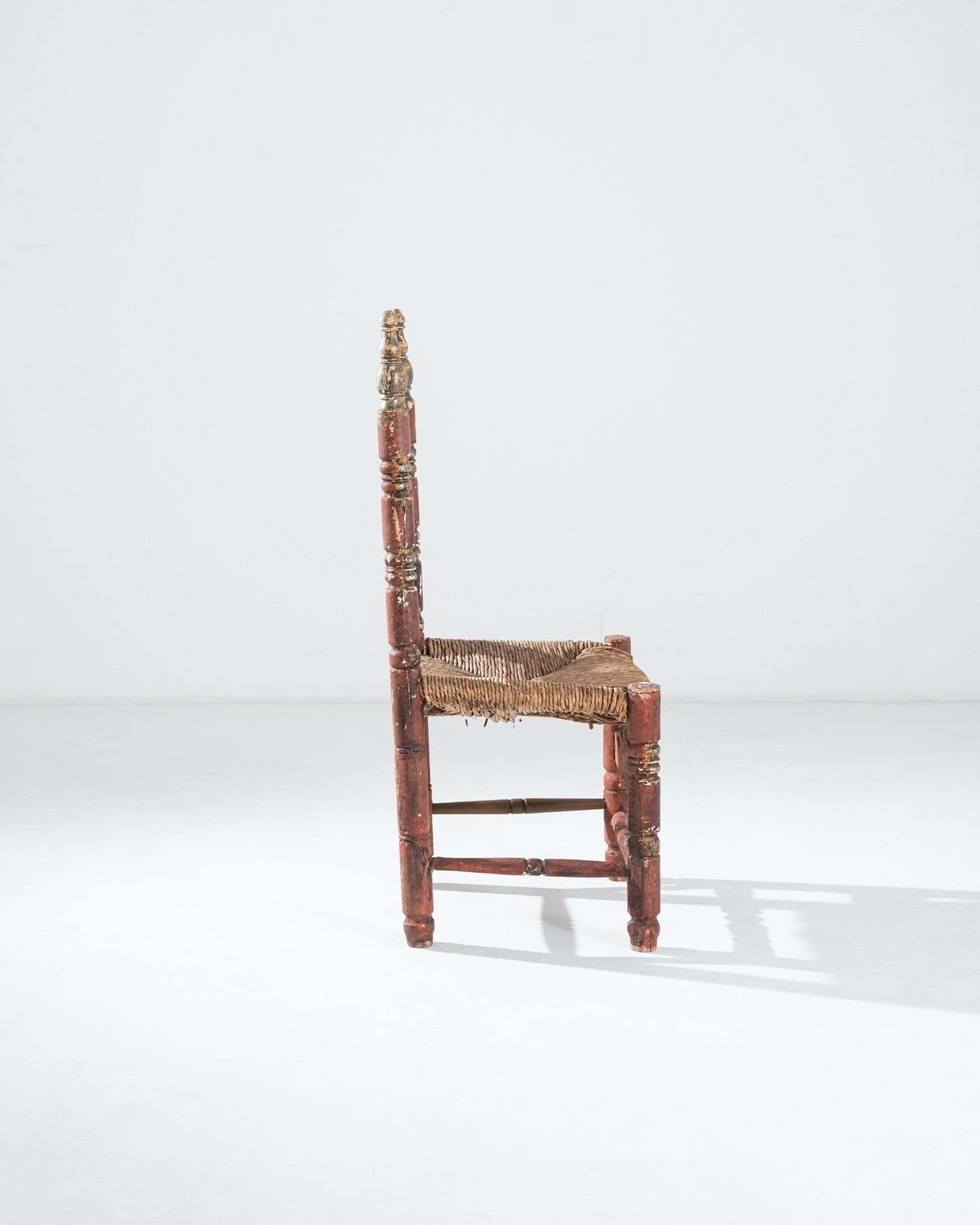 Italian Wooden Chair With String Seat