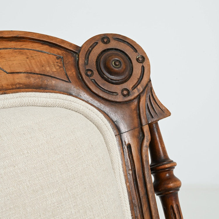 Wooden Armchair with Upholstered Seat & Back on Castors