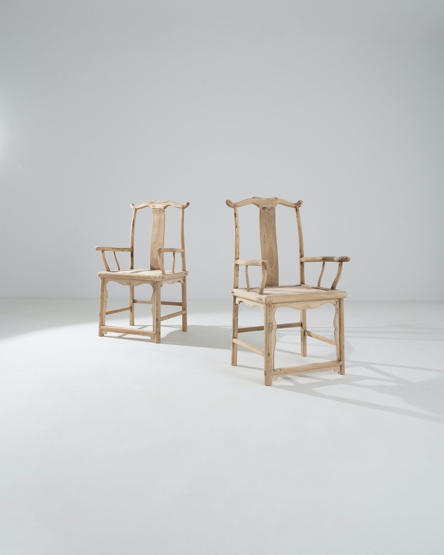 Chinese Pair Of Wooden Armchairs