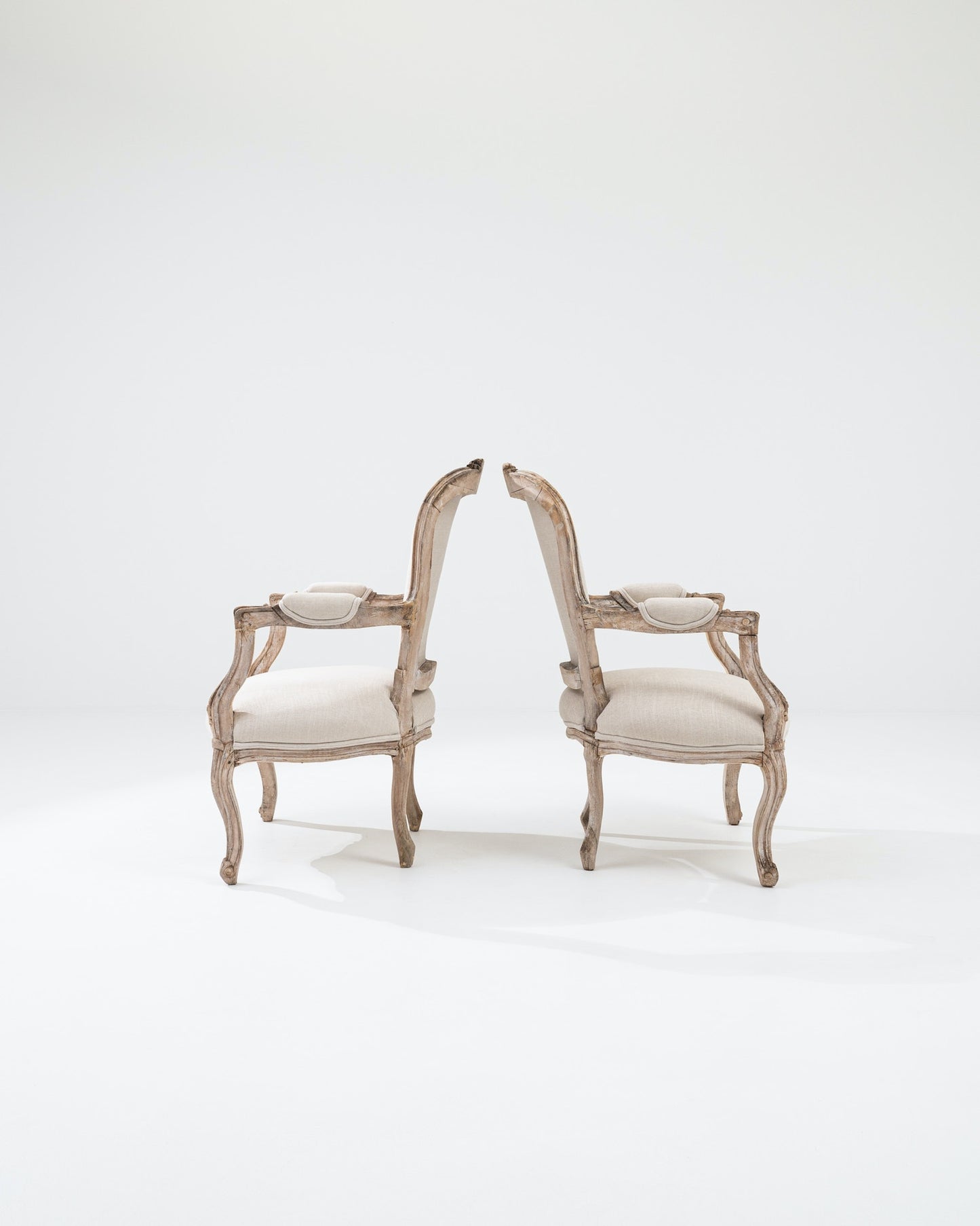 Parisian Pair Of Bleached Oak Armchairs