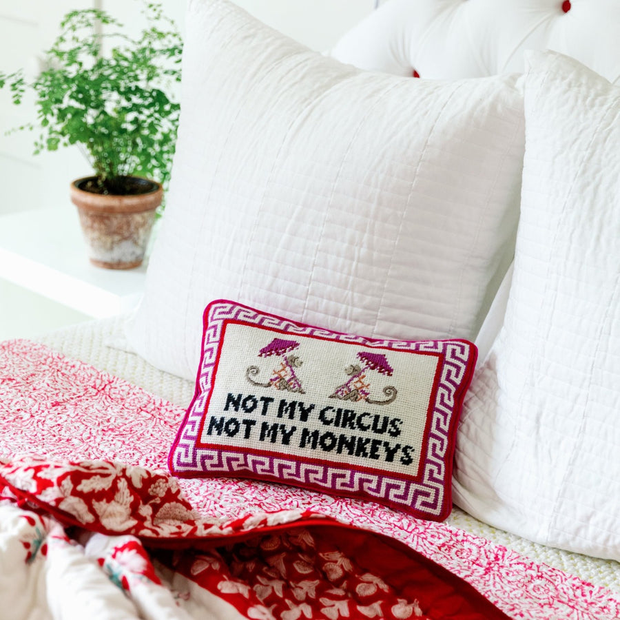 Not My Circus Needlepoint Pillow