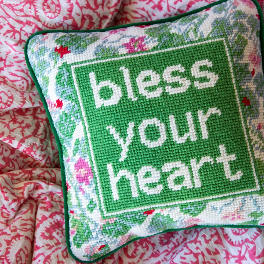 Bless Your Heart Needlepoint Pilllow