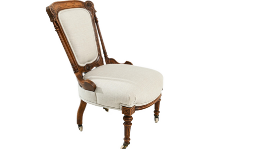 Wooden Armchair with Upholstered Seat & Back on Castors