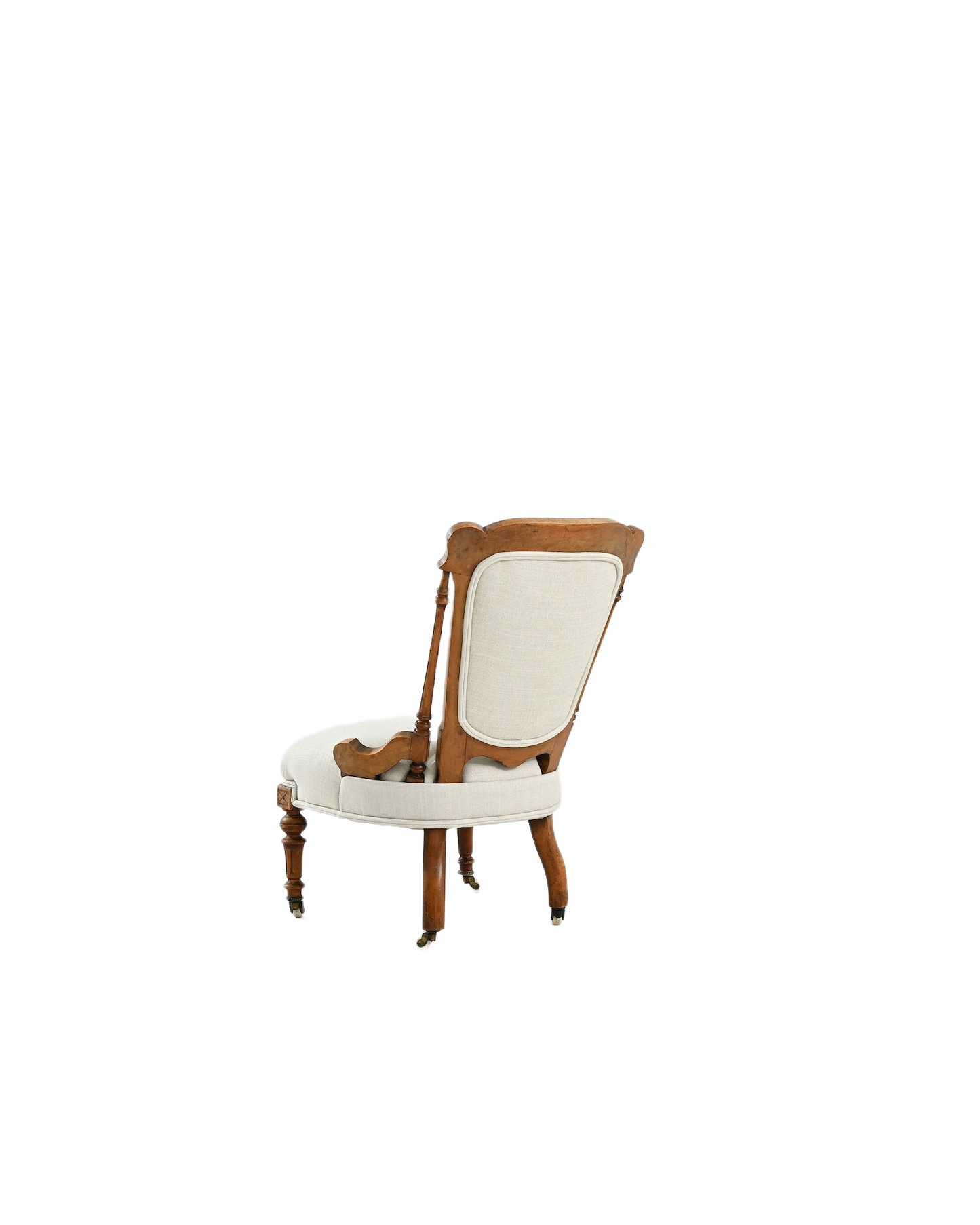 Wooden Armchair with Upholstered Seat & Back on Castors