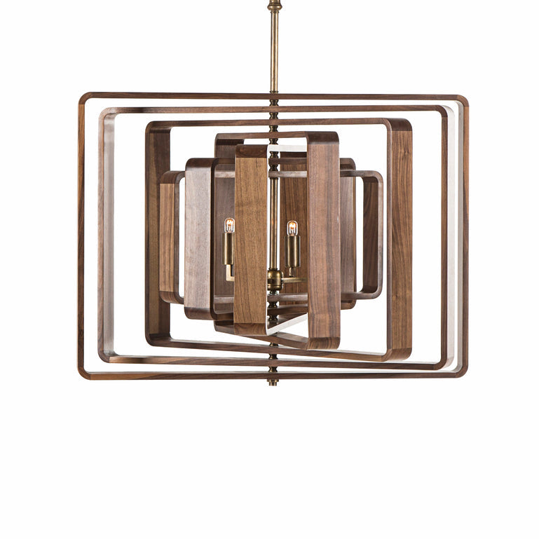 Walnut Spiral Chandelier